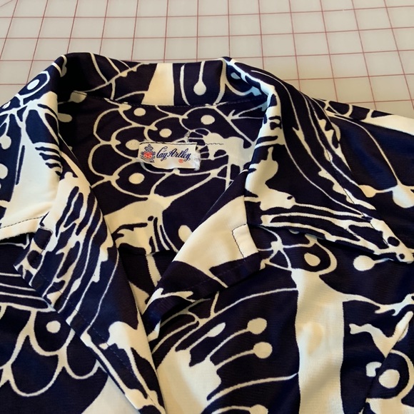 Gorgeous Vintage Cay Artley Long Sleeved Navy and White Button up Dress Sz M-L - Picture 9 of 12